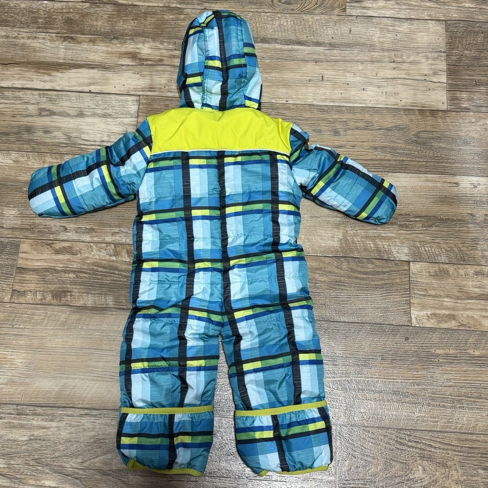 Rugged Bear Snowsuit 6-9 Months Blue Green Plaid Insulated Hand/feet Covers - Picture 6 of 11